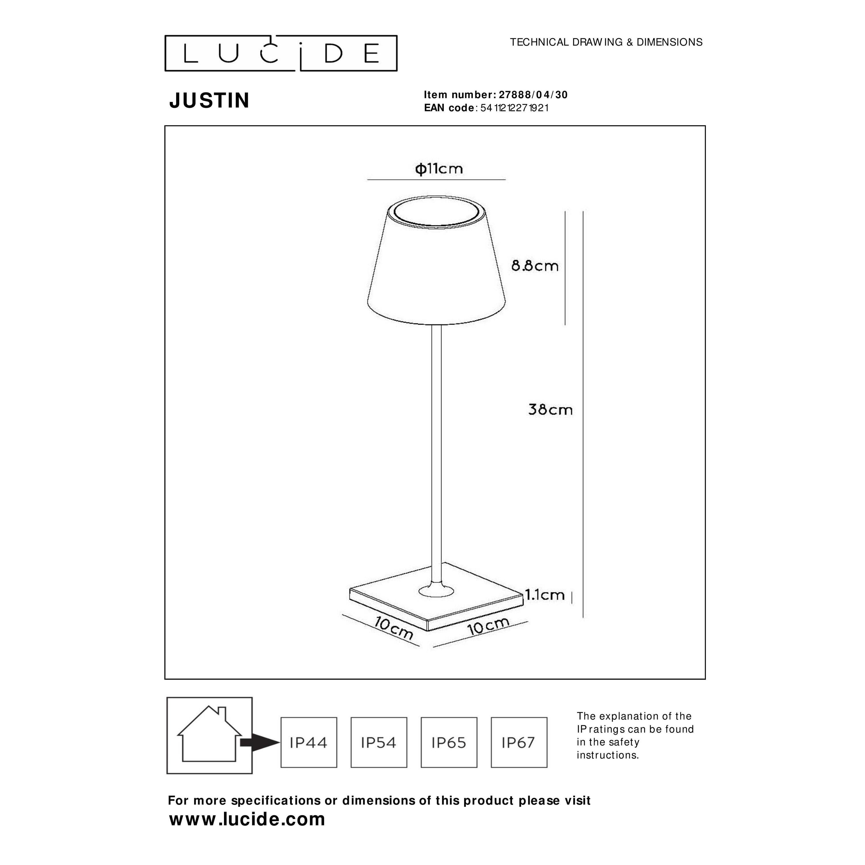 Lucide JUSTIN Tafellamp - Zwart