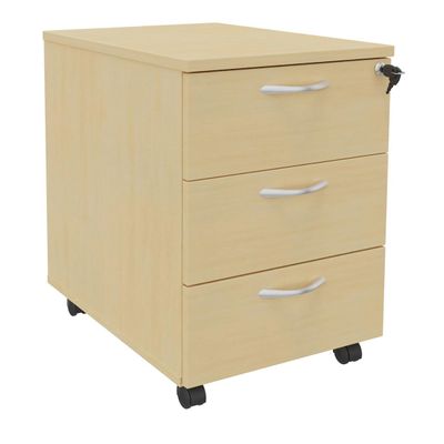 Caisson mobile IDRA/DUAL - L43 x H56 x P60 cm - 3 Tiroirs - Imitation Hêtre