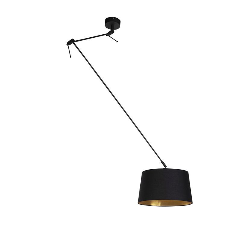 Hanglamp zwart met katoenen kap zwart met goud 35 cm - Blitz