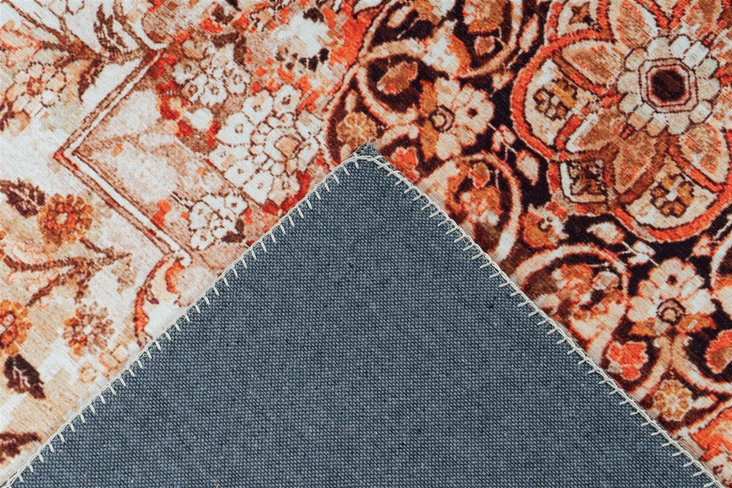 Platgeweven vloerkleed Nebuluxe Oranje / Beige Vintage design, used look, oosters 80 x 150 cm