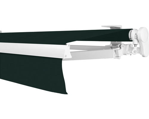 SOLUNA knikarmscherm Proof 2,5x2 Stofdesign 6687 Frame RAL 9010 Zuiver Wit Aandrijving rechts incl. slinger
