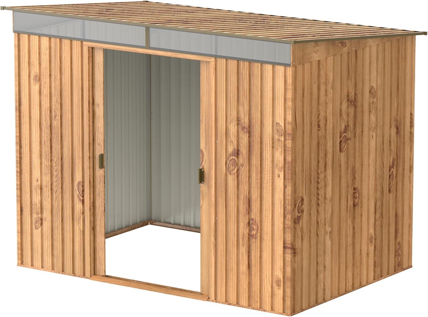 Duramax TOP Shed 6 x 4 (2.17 m²) Abri de jardin en métal, fabriqué en acier galvanisé, structure de toit renforcée, abri de jardin en métal sans entretien et résistant aux intempéries, Grain de bois