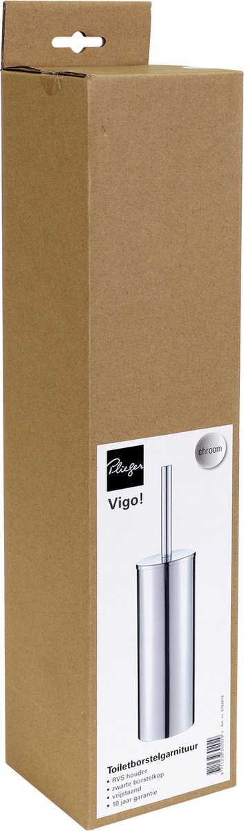 Plieger Vigo vrijstaande toiletborstel met deksel chroom