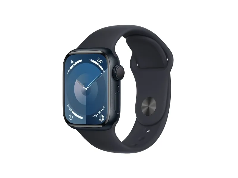 [OUTLET] - Apple Watch Series 9 (GPS) - 41 mm - midnatsaluminium - smart ur med sportsbånd - fluoroelastomer - midnat - båndstørrelse: M/L - 64 GB - Wi-Fi, UWB, Bluetooth - 31.9 g