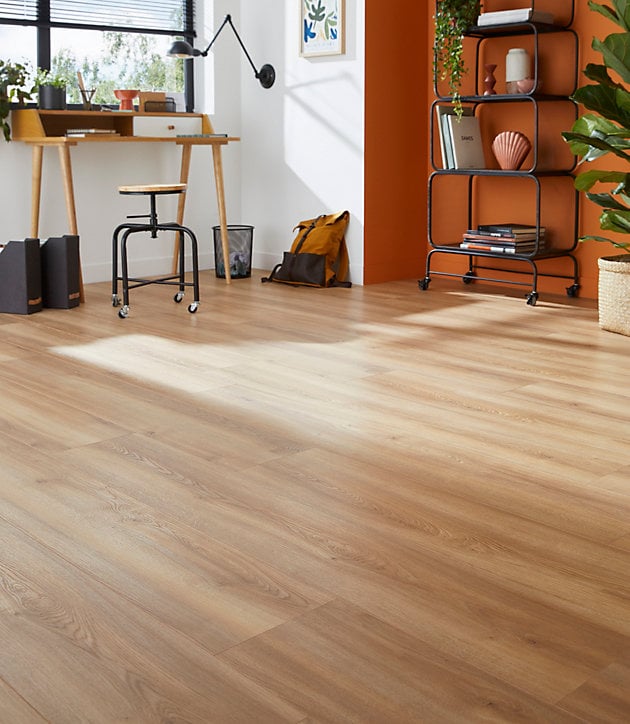 Sol stratifié à clipser Cordoba Elegant naturel L.138.3 x l.19.3 cm, ép.14 mm Goodhome