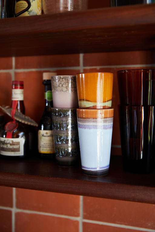 HKliving 70's Ceramic Latte mok kopjes set van 2 clash