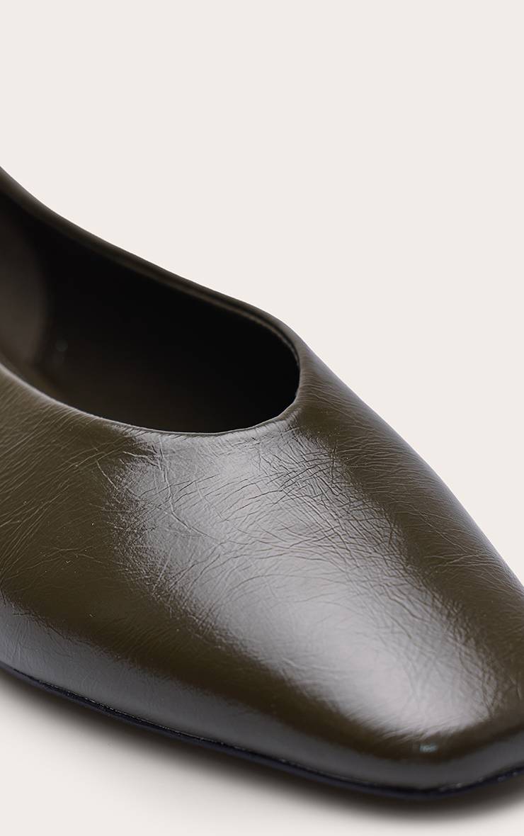 Vert Olive Ballerine À Bout Effilé En Synthétiquecuir