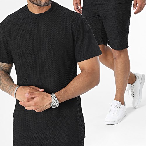 Ensemble Tee Shirt Et Short Jogging Noir