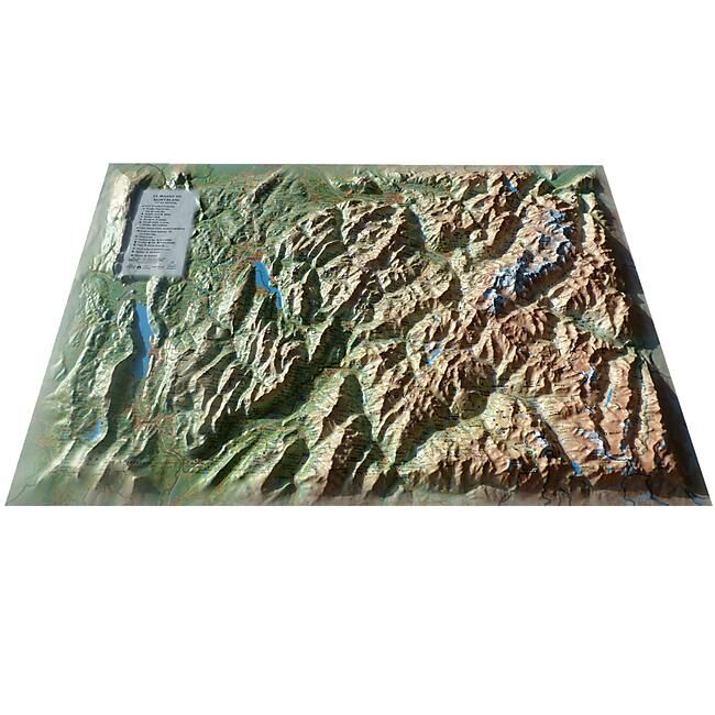 3D MAP - RELIEF MONT BLANC ET SA REGION 61X41