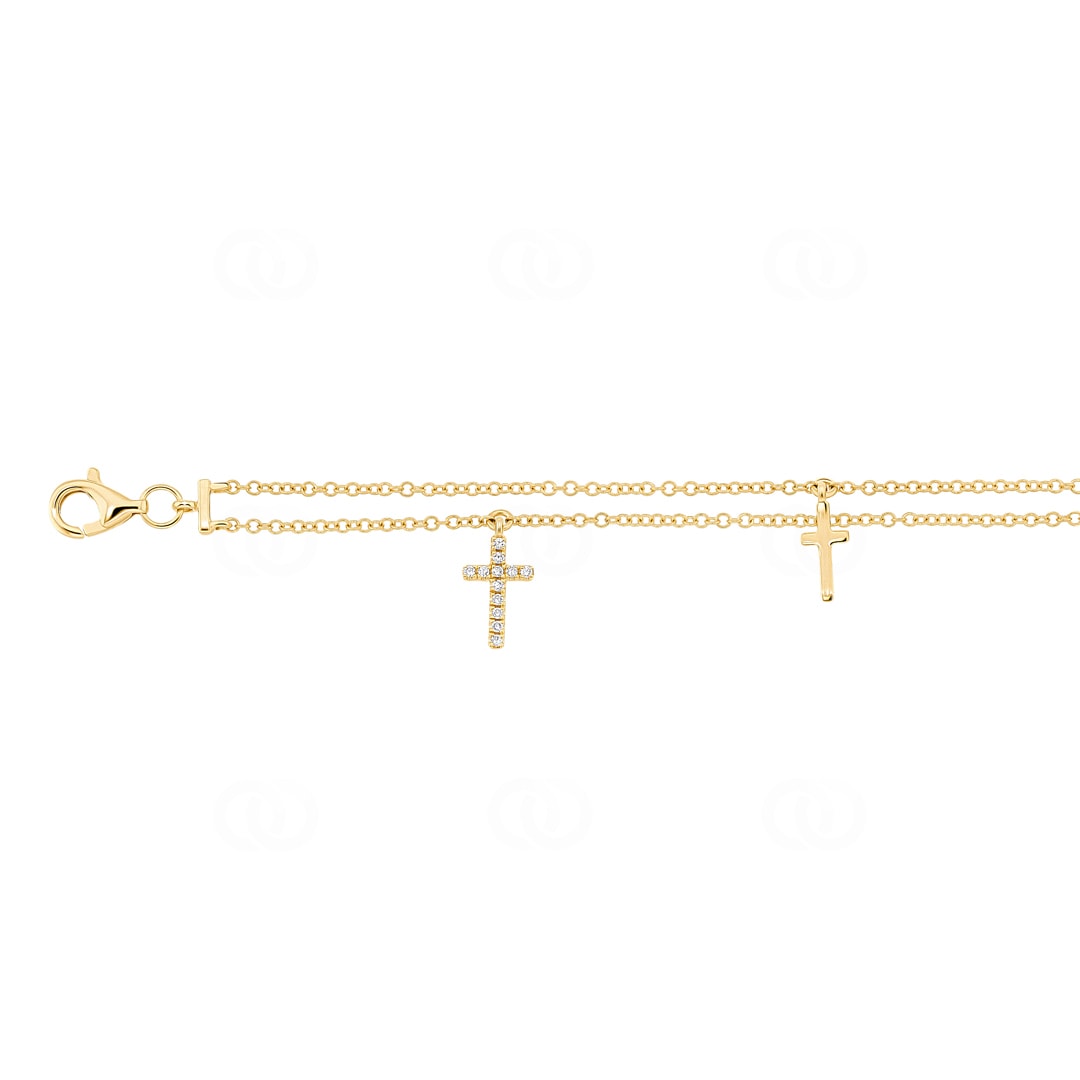Armband 750/18 K Gelbgold Kreuz mit Diamanten 0.11 ct H/si