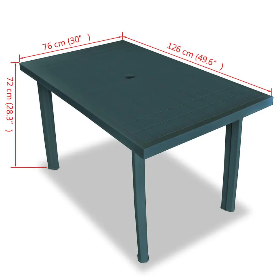 vidaXL - Tuintafel - Groen - Kunststof - 126 x 76 x 72 cm