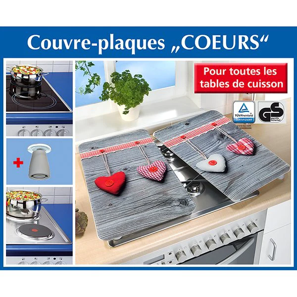 Set 2 couvre-plaques protection motifs Coeurs Wenko by Maximex