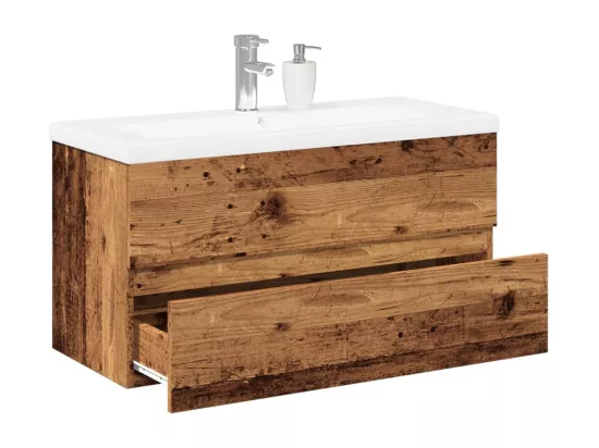 Meuble avec vasque intégrée vieux bois 91x39,5x49 cm