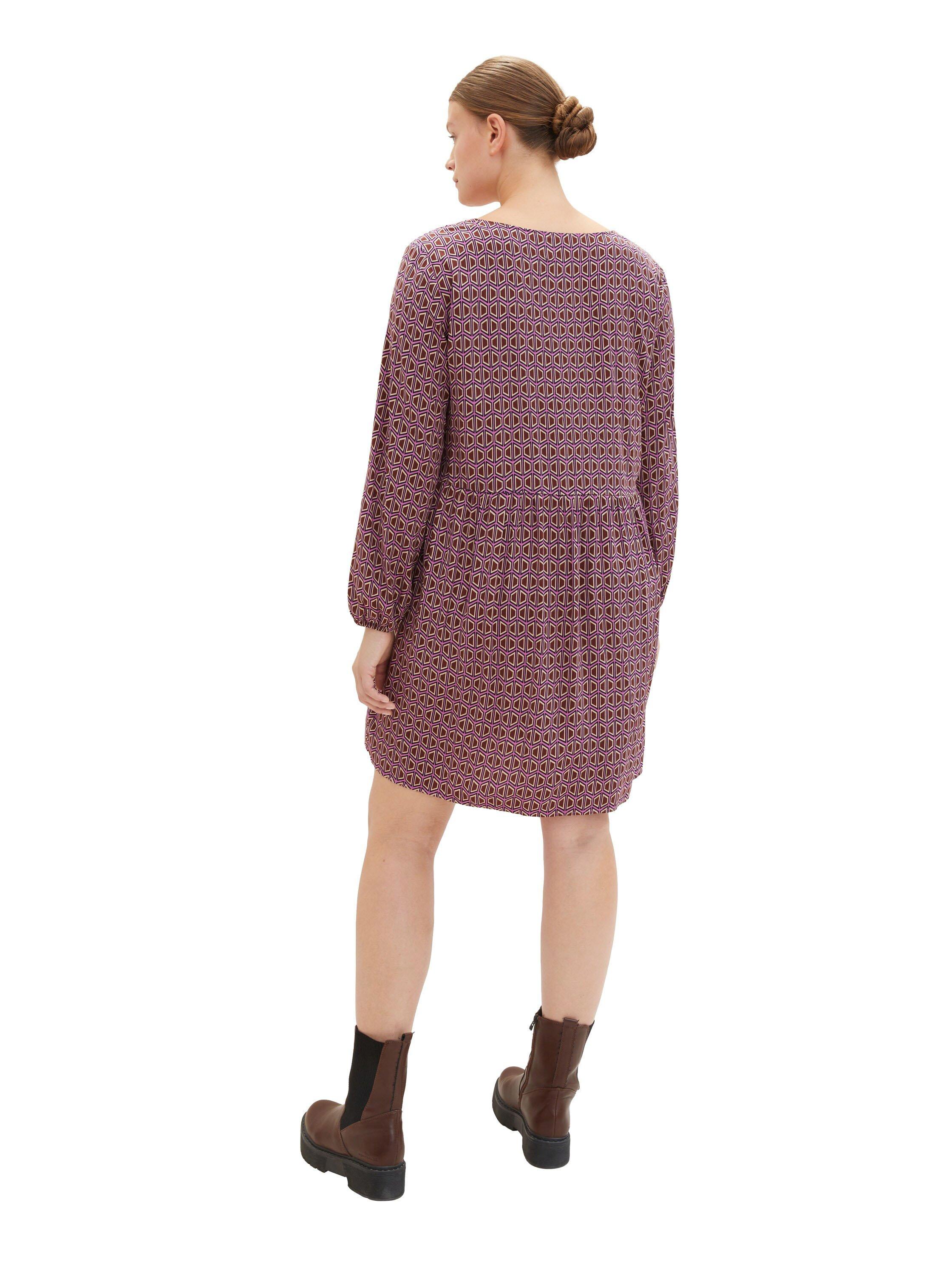 Kurzes Kleid mit Alloverdruck und V-Ausschnitt