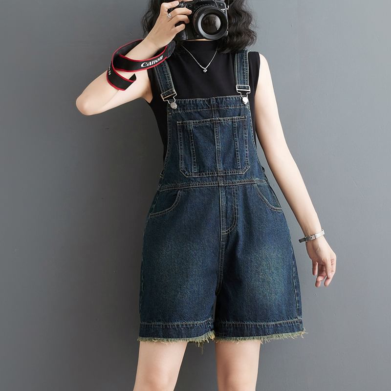 Shinobu - Gewassen denim trui met wijde pijpen en franjes