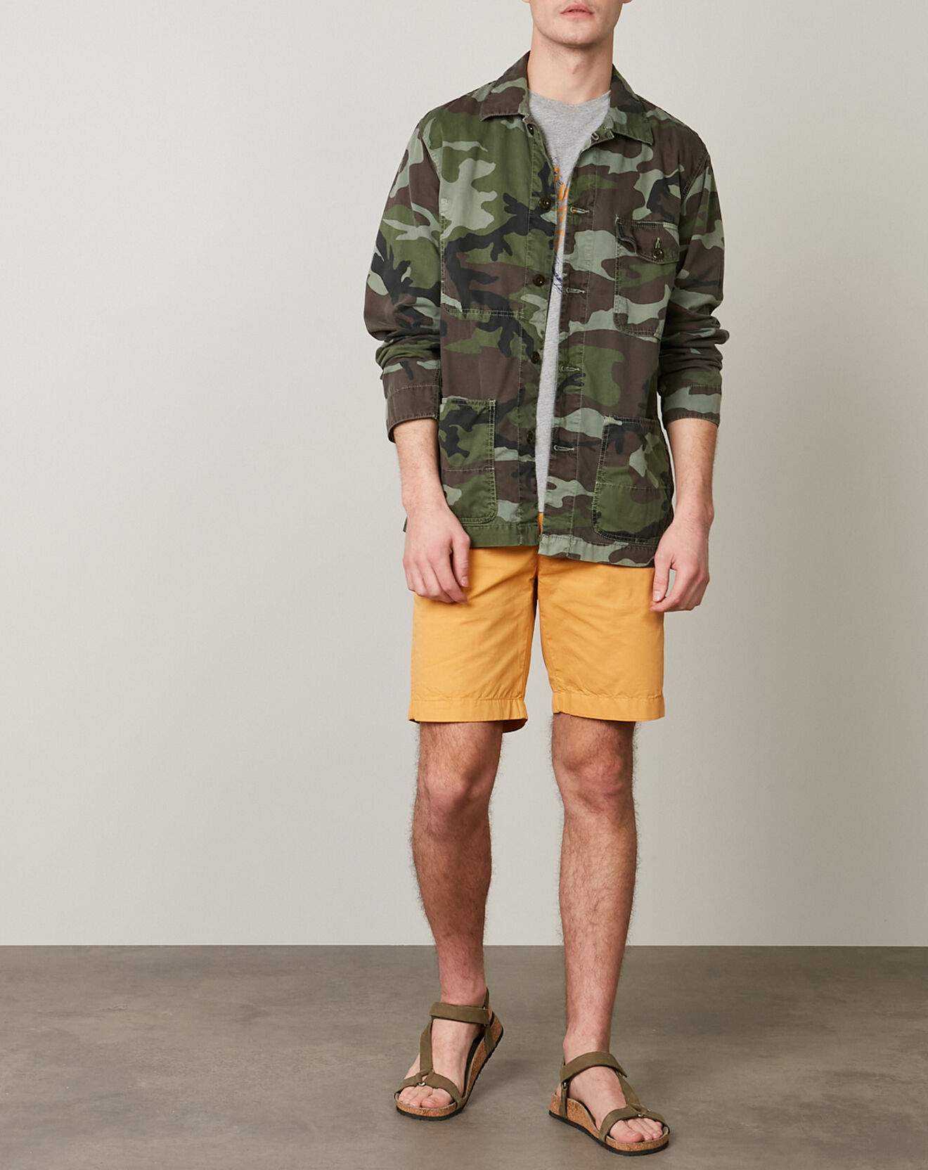 Hartford Veste Jules camo overdyed moss