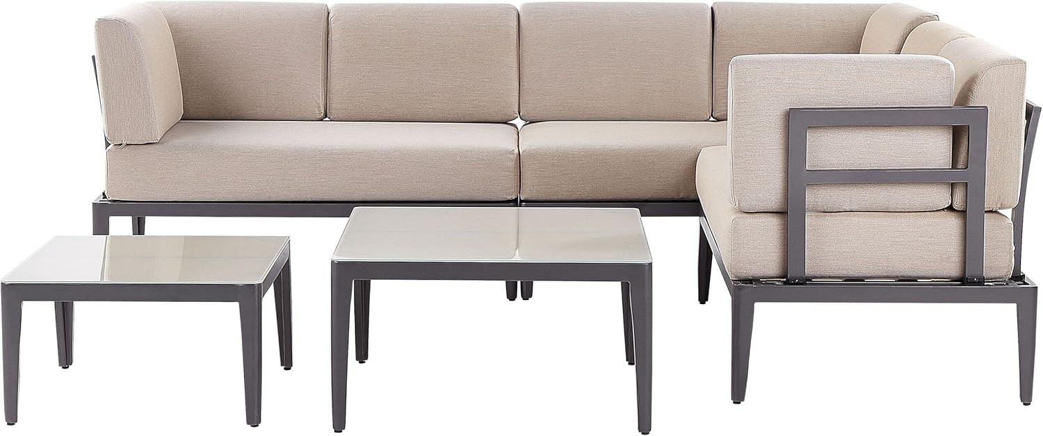 Beliani Modernes Outdoor-Lounge-Set Aluminium grau/beige für 6 Personen modern Rima III