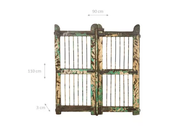 BISCOTTINI Portail - Bois massif et fer finition antique -Portail en métal - Porte décorative - Portail d'entrée -Extérieur - 90x6x100cm