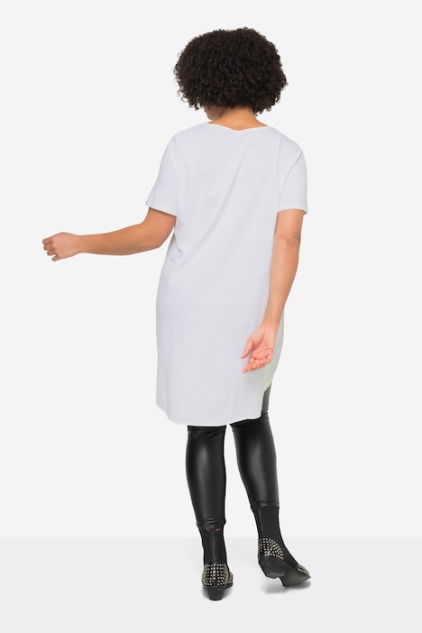Longshirt, Rundhals, Halbarm, gerundeter Saum
