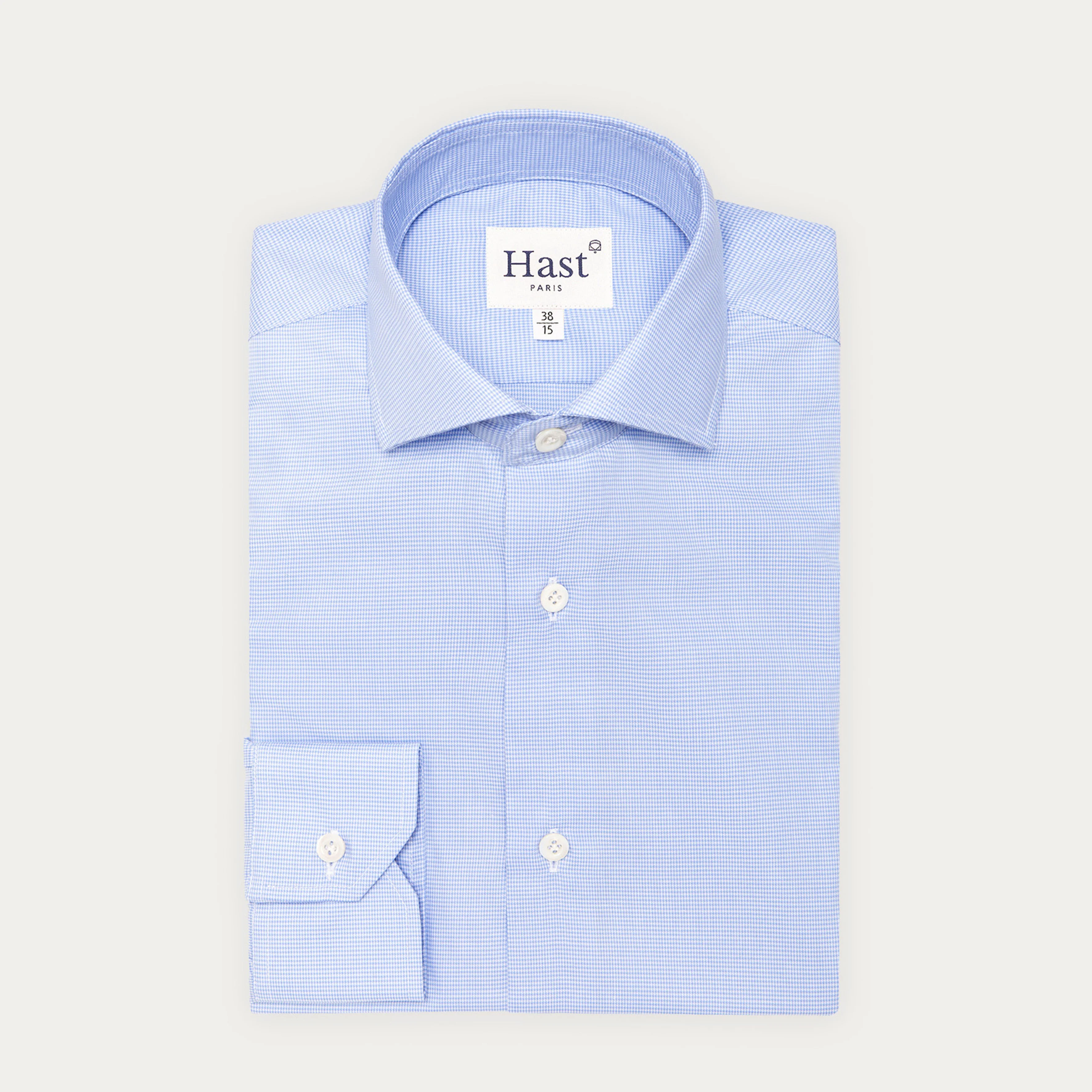 Premium fitted shirt in sky blue double-twisted flea-foot oxford