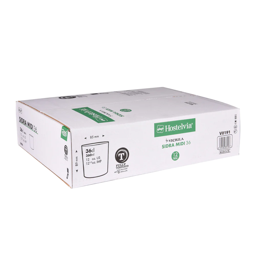 Boîte de 12 gobelets trempés Sidra 36 cl Vicrila
