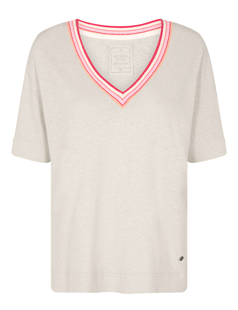 MOS MOSH T-SHIRT FEMME COL V MORAQ BLANC