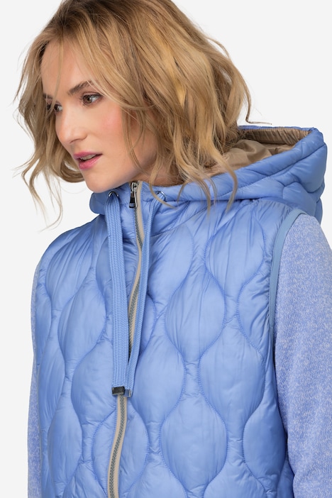Steppweste, wasserabweisend, Longform, Kapuze, 2-Wege-Zipper, Saum-Zipper