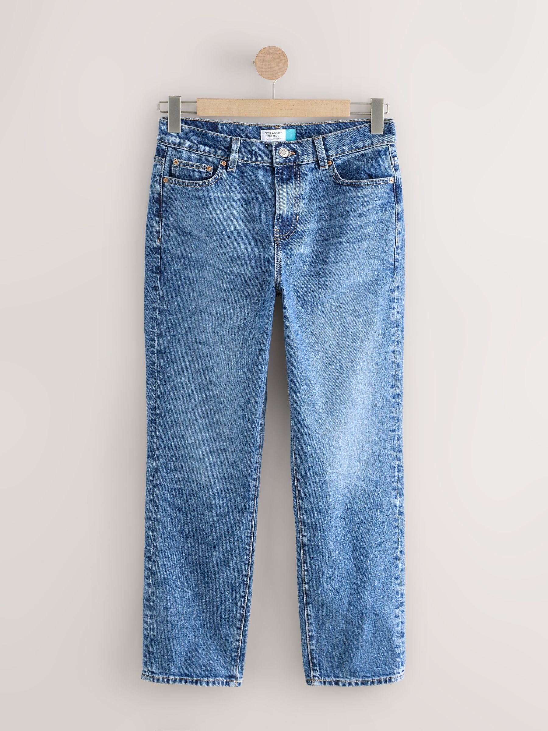 Donkerblauw - Jeans met rechte pijpen en halfhoge taille tot de enkels