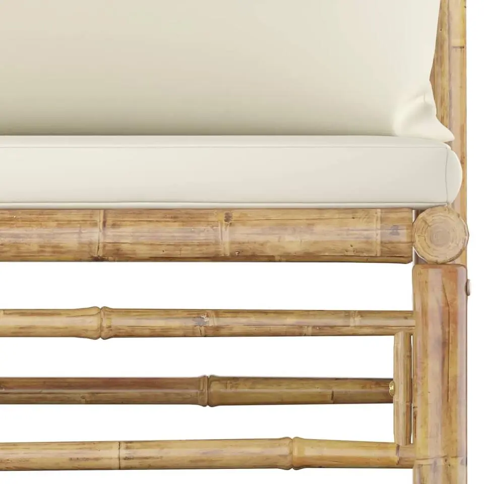vidaXL - Loungeset - Crèmewitte - Bamboe - 5 stuks - Met kussens