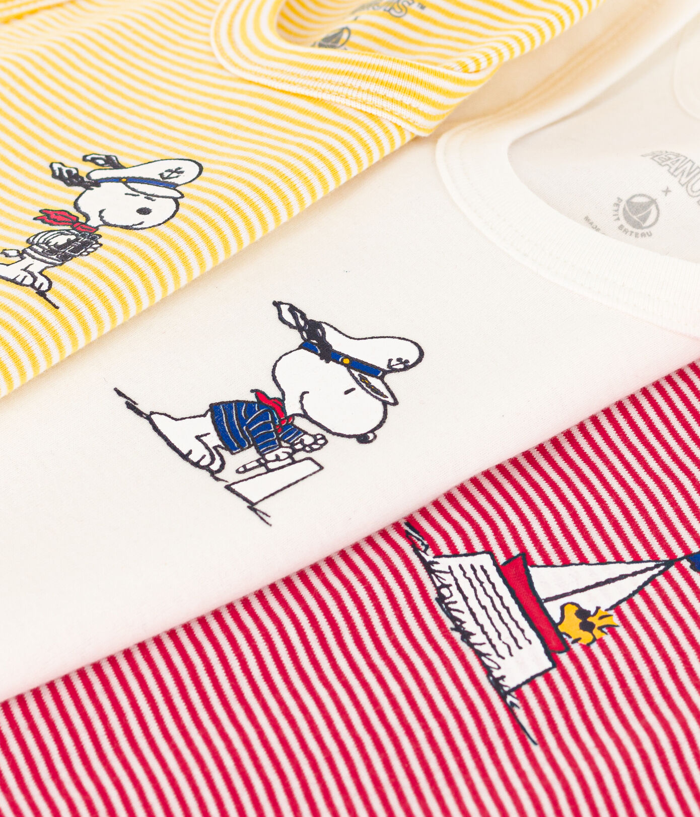 Lot de 3 débardeurs Petit Bateau X Snoopy en coton petit garçon
