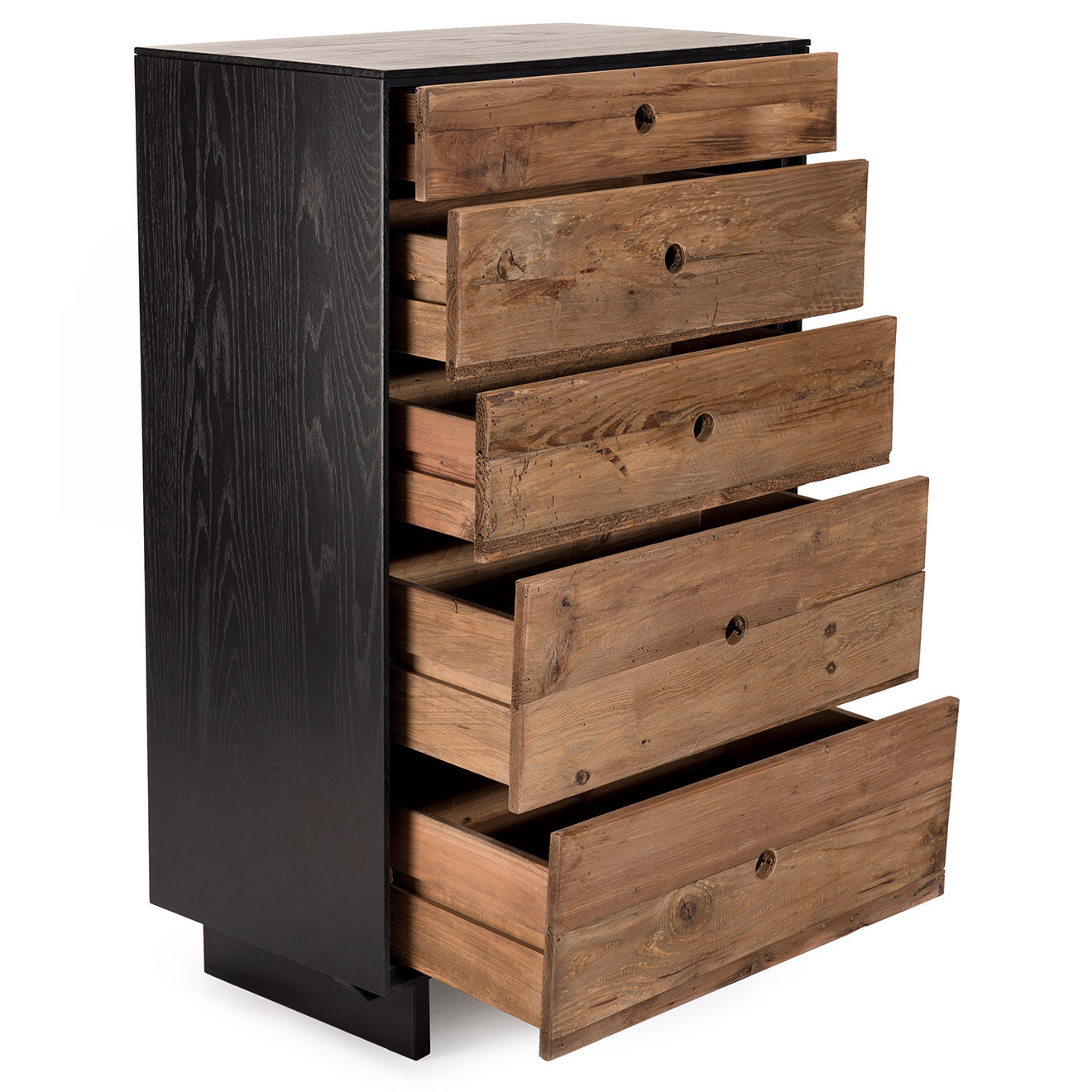 Macabane Meuble chiffonnier 5 tiroirs Sixtine bois naturel  - 70x40x110 cm