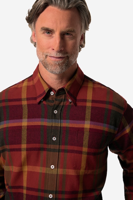 Boston Park Karo-Flanellhemd, Langarm, verdeckter Buttondown-Kragen, Comfort Fit, bis 8 XL