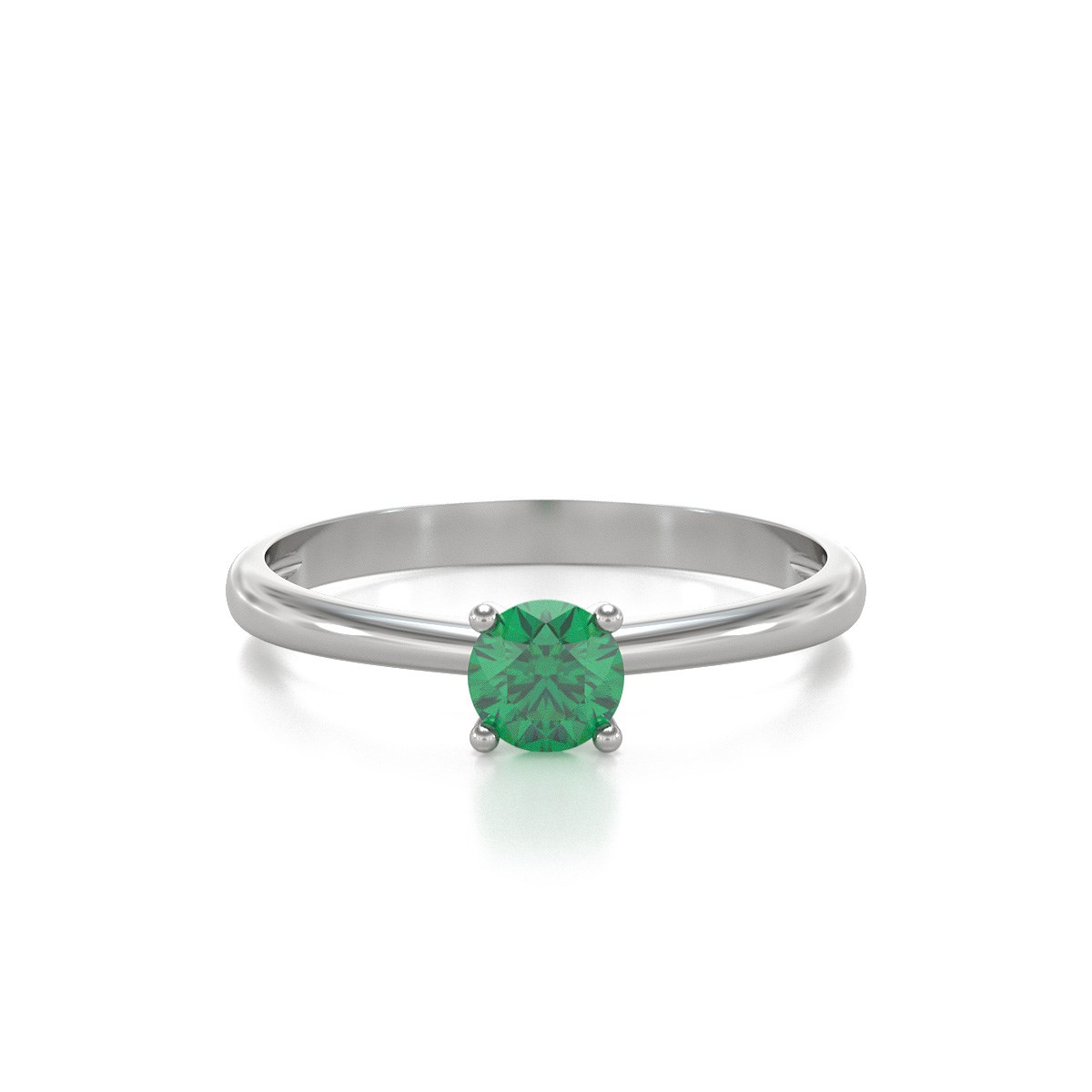 Bague ADEN Solitaire Or 585 Blanc Emeraude 1.59grs