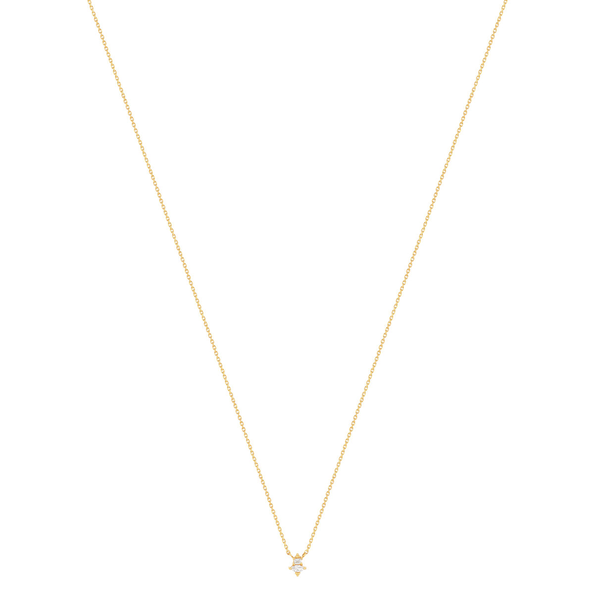 Collier plaqué or jaune, zirconias 45 cm