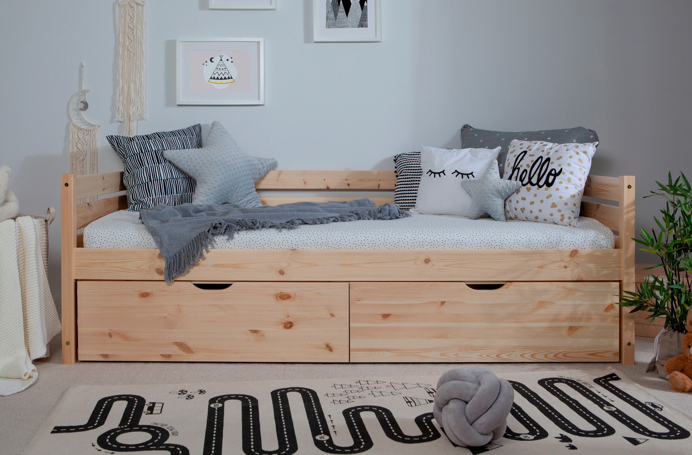 Ticaa Sofabett Naomi inkl. 2x Schubkästen, 90x200 Natur