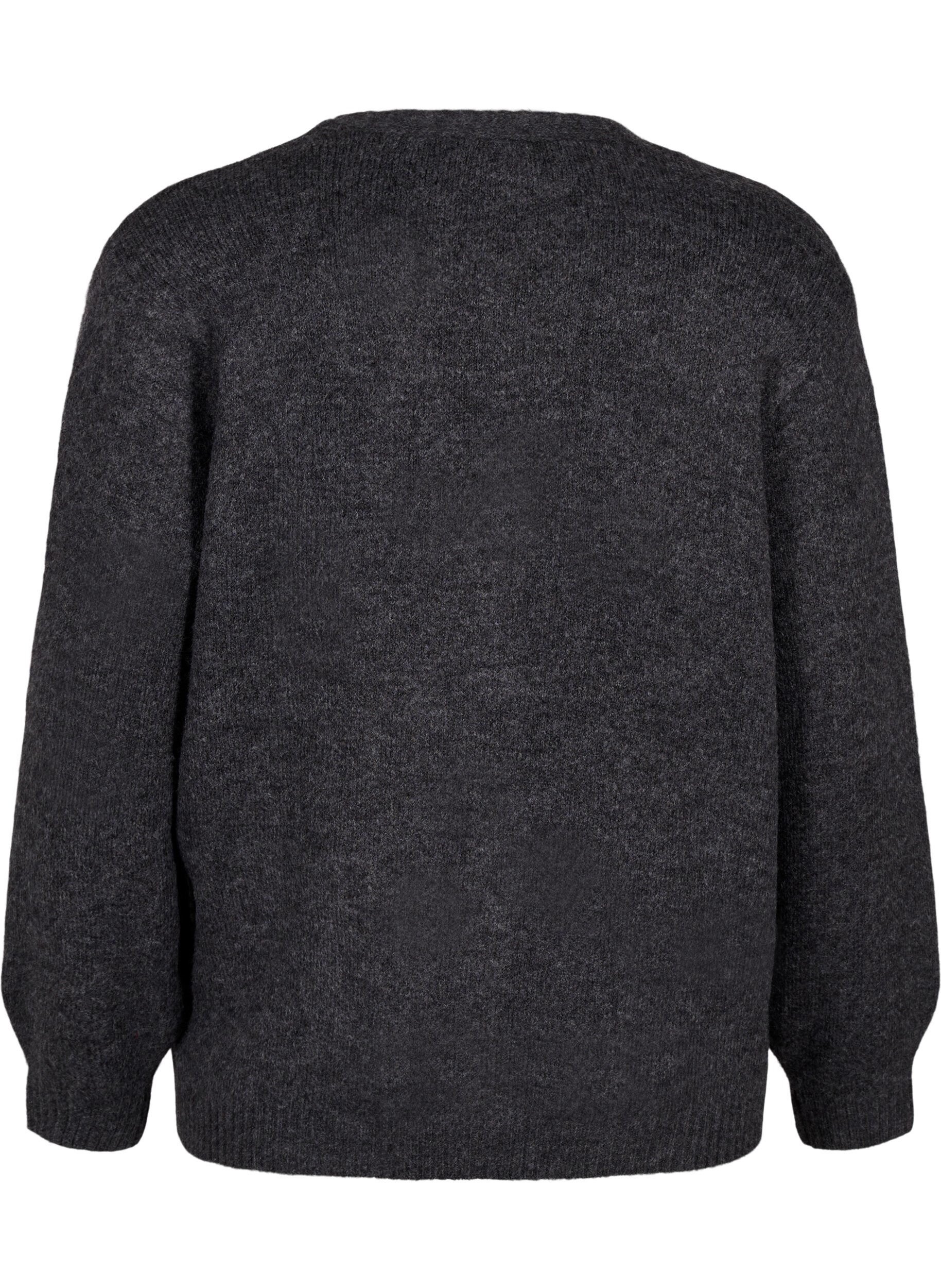 Kort strikcardigan med blomsterknapper