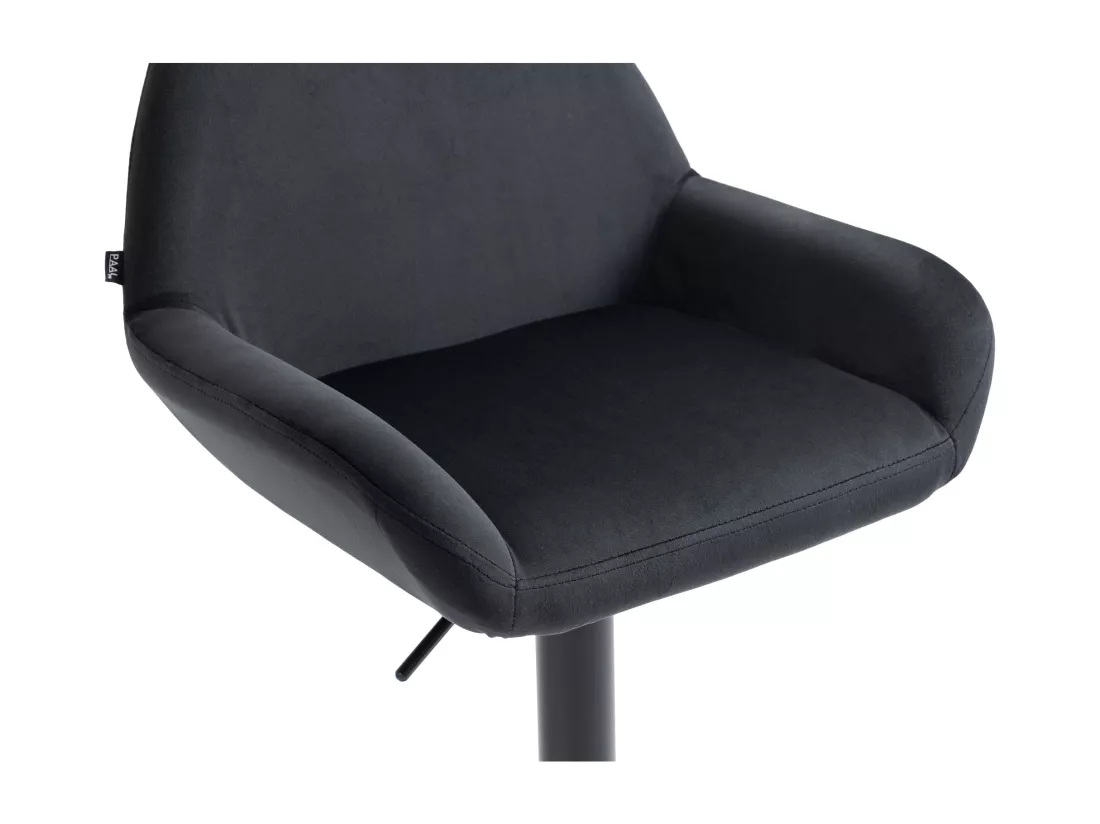 Lot de 2 Tabouret de bar - Velours - Noir - Braga