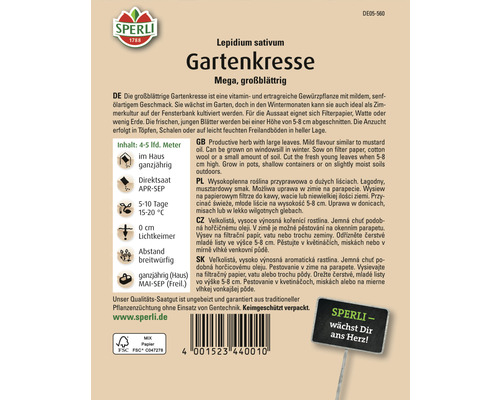 Tuinkers Mega Sperli open-pollinated zaden kruidenzaden