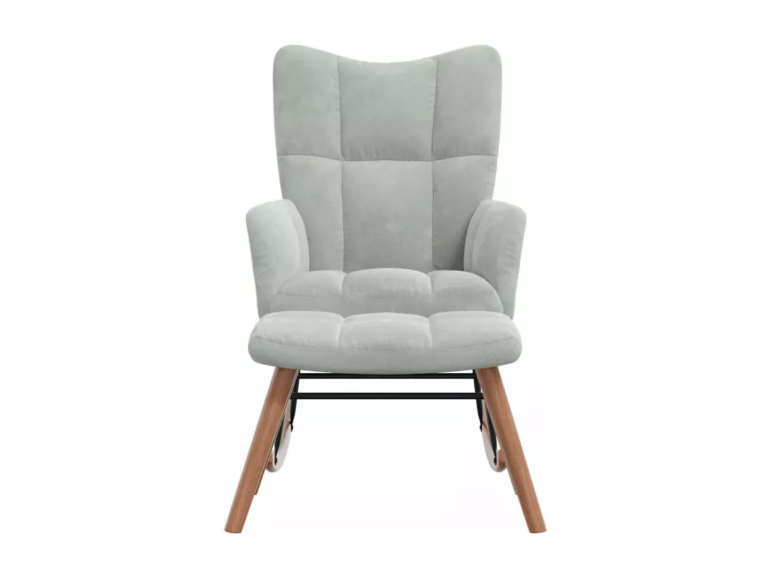 Chaise à bascule avec repose-pied Gris clair Velours