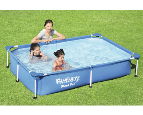 Opzetzwembad Bestway Family rechthoekig 221x150x43 cm zonder accessoires blauw