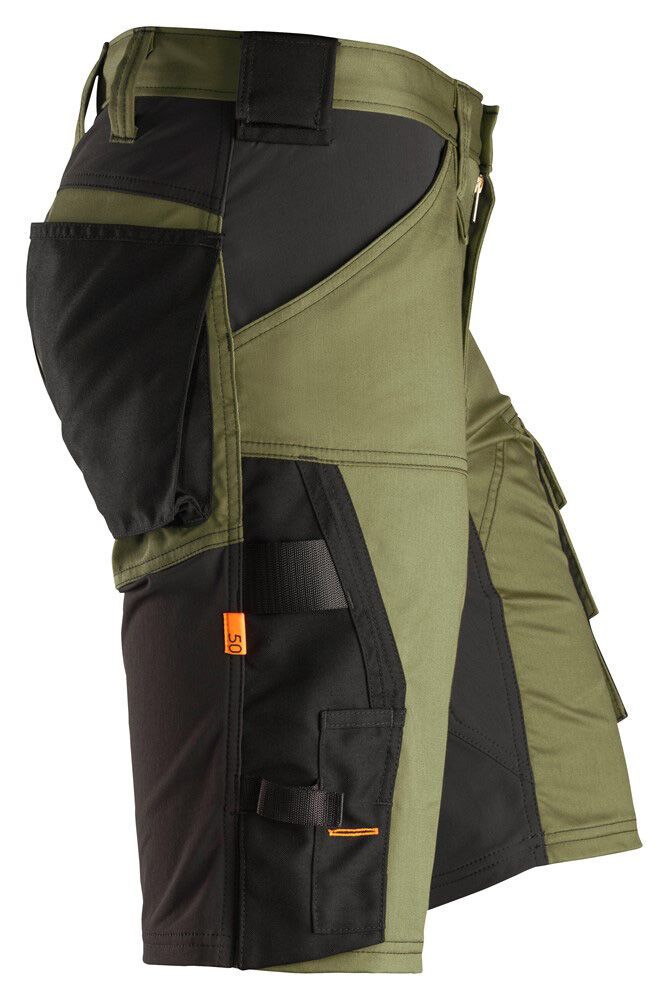 Snickers Allround 6143 Stretch - Korte werkbroek - Khakigroen / Zwart - 44 - 82