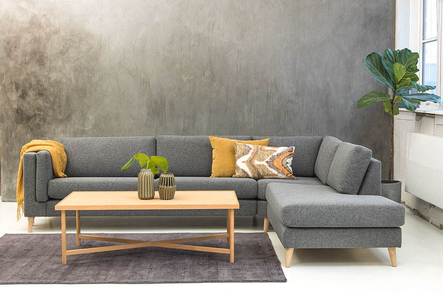 Edda sofa Tekstil Salsa 3 grey, ben 8, armlen G.