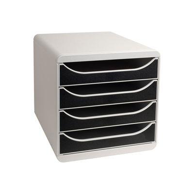 Exacompta BigBox - Module de classement 4 tiroirs - gris/noir