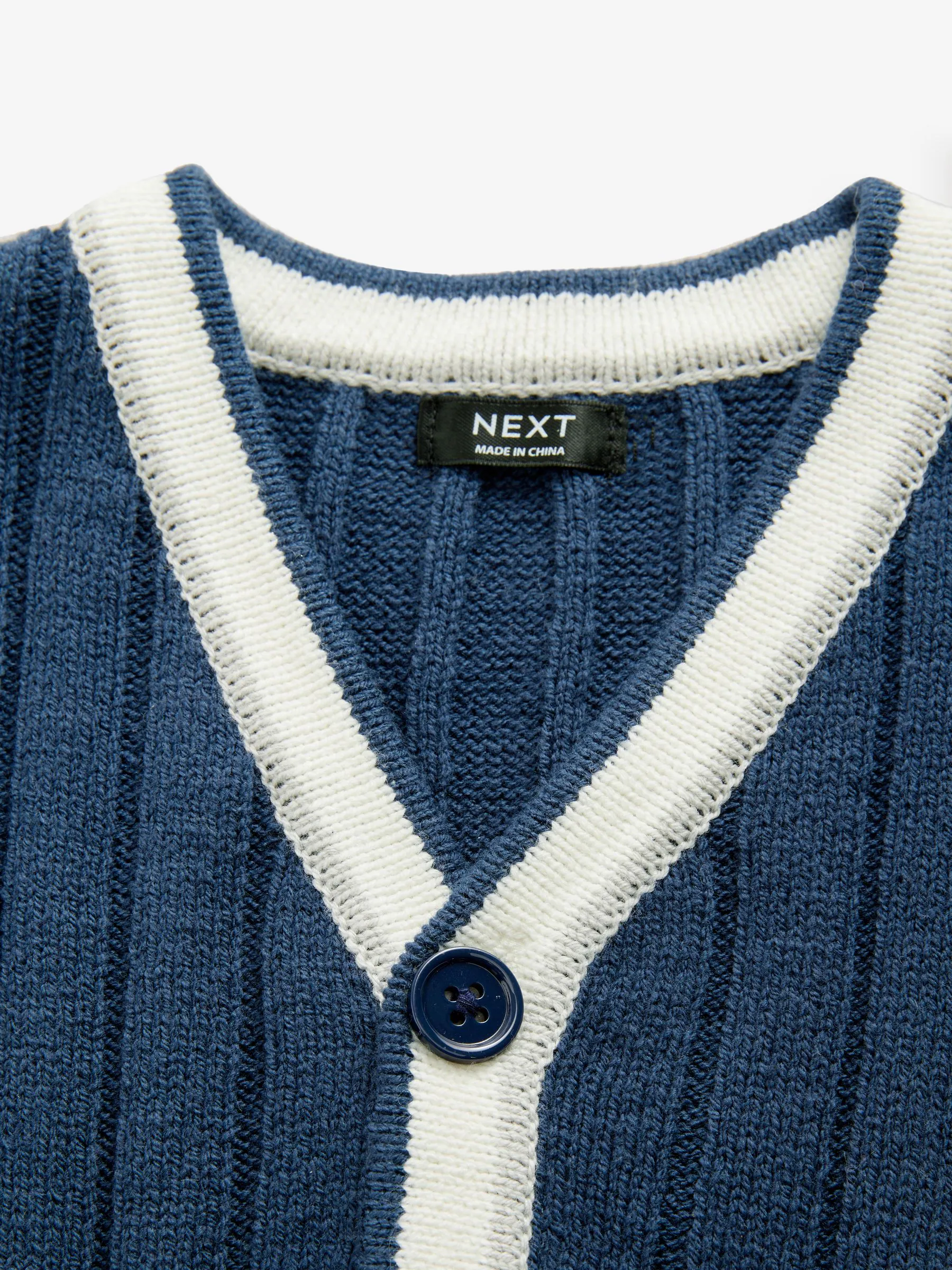 Donkerblauw - Gebreid varsity vest (3mnd -7jr)