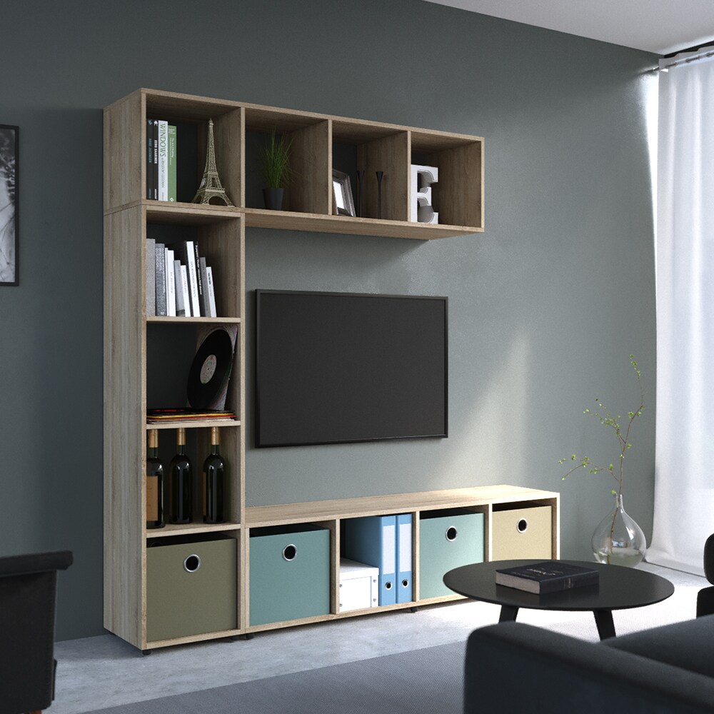 VICCO Raumteiler Ludus 4 Fächer Sonoma 144 x 36 cm - Standregal Hängeregal Regal TV Lowboard