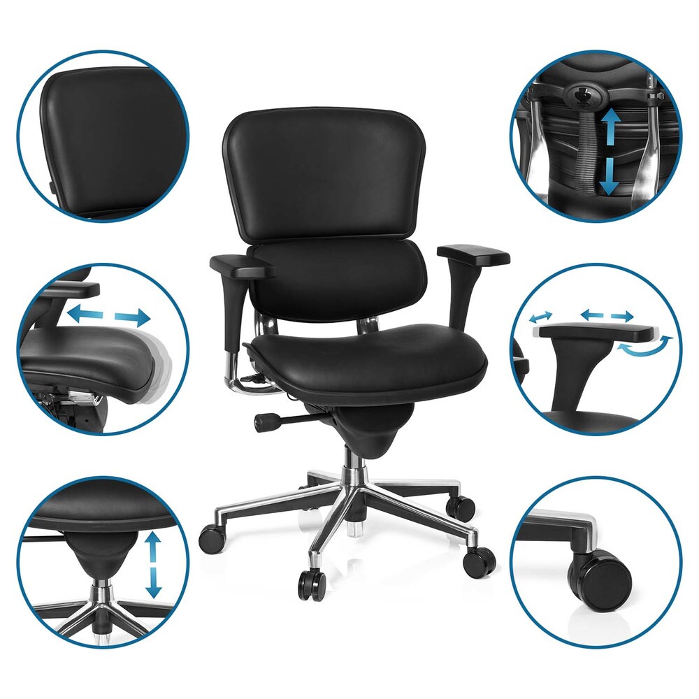 Luxus Chefsessel ERGOHUMAN BASE Leder mit Armlehnen (höhenverstellbar) hjh OFFICE