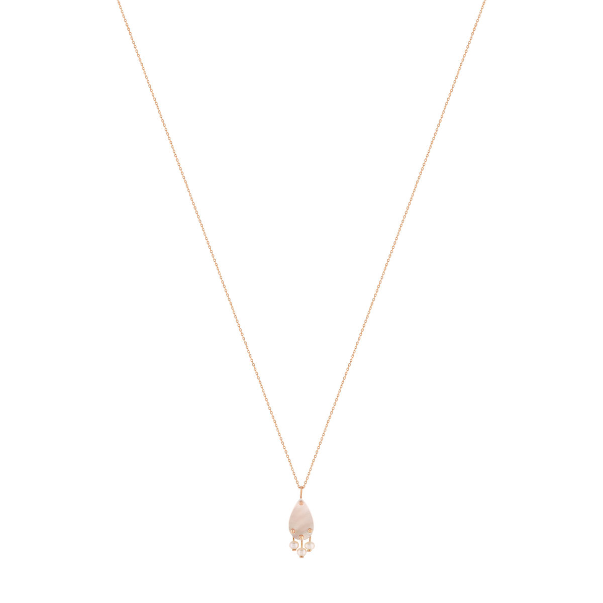 Collier or rose 375 nacre et perle