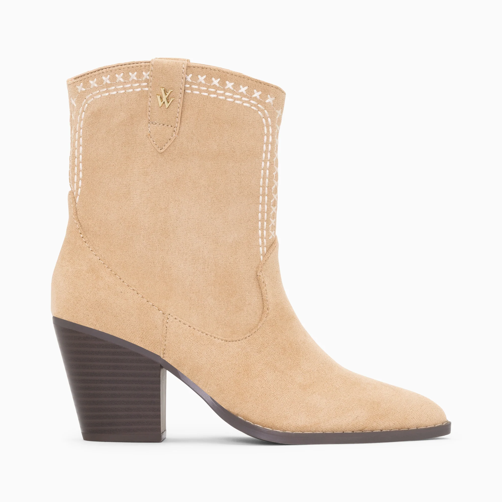Bottines-Bottines santiags Danae montantes beiges à broderies