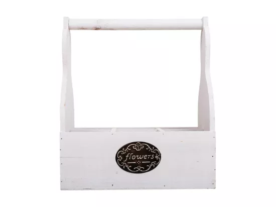 Panier porte-fleurs en bois blanc 26x17,5x10/30h