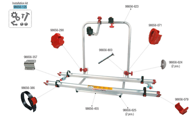 Fiamma Montagesatz passend für Carry Bike Garage Plus - Fiamma Ersatzteilnummer 98656-125